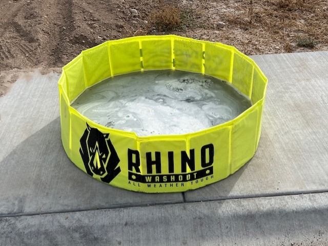 Rhino washout filled with concrete slurry